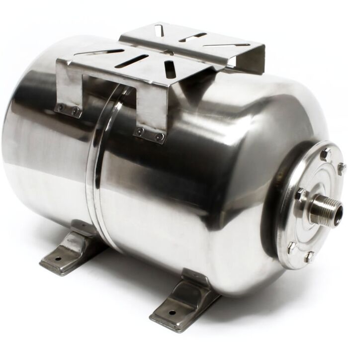 RVS Expansievat 20 liter 1'' buitendraad horizontaal