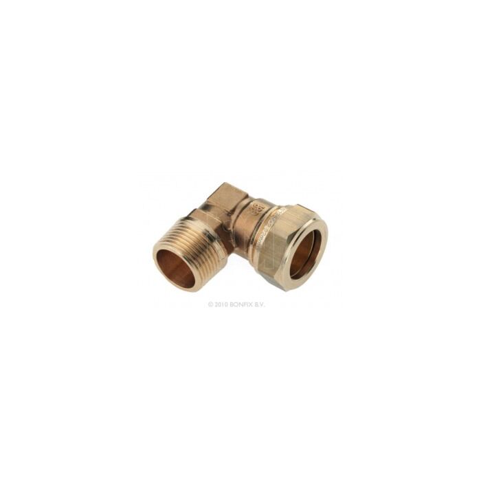 Bonfix messing draadknie 15 mm knel x 3/8" buitendraad Bonfix messing draadknie 15 mm knel x 3/8" buitendraad