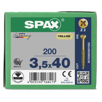 Spax glaslatschroeven pozidrive geel verzinkt deeldraad