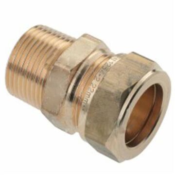 Bonfix messing draadkoppeling 15 mm knel x 3/8" buitendraad