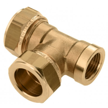 Bonfix messing T-stuk knel x knel x binnendraad