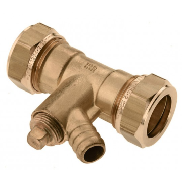 Messing koppeling met aftap 2 x knel